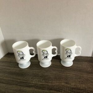 Vtg Milk Glass Irish Spring Advertising Mugs